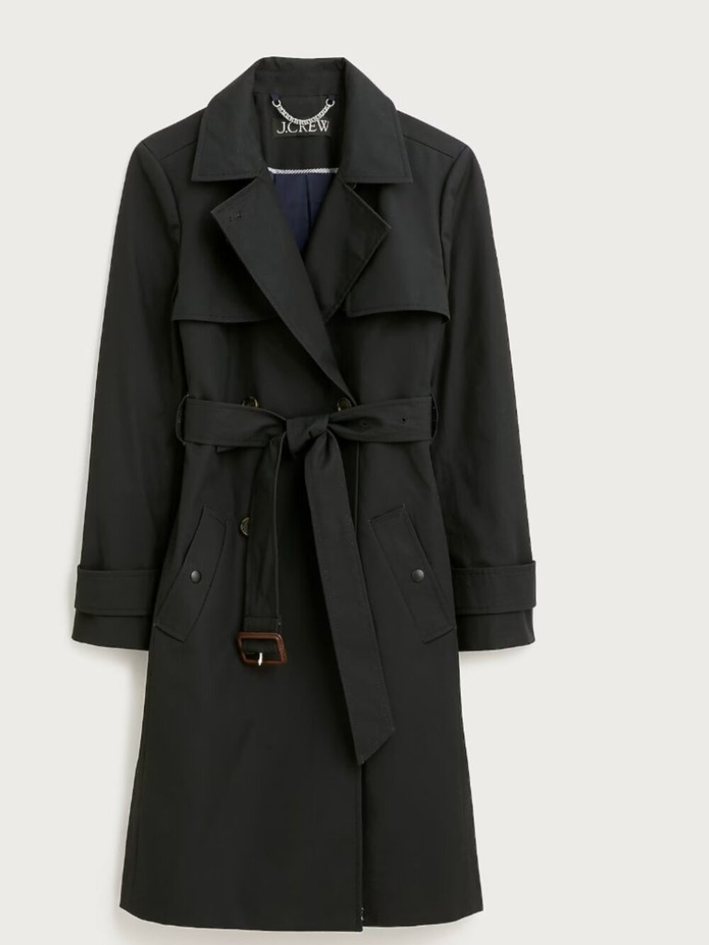 JCrew Icon trench coat with detachable hood. Black. Size 14